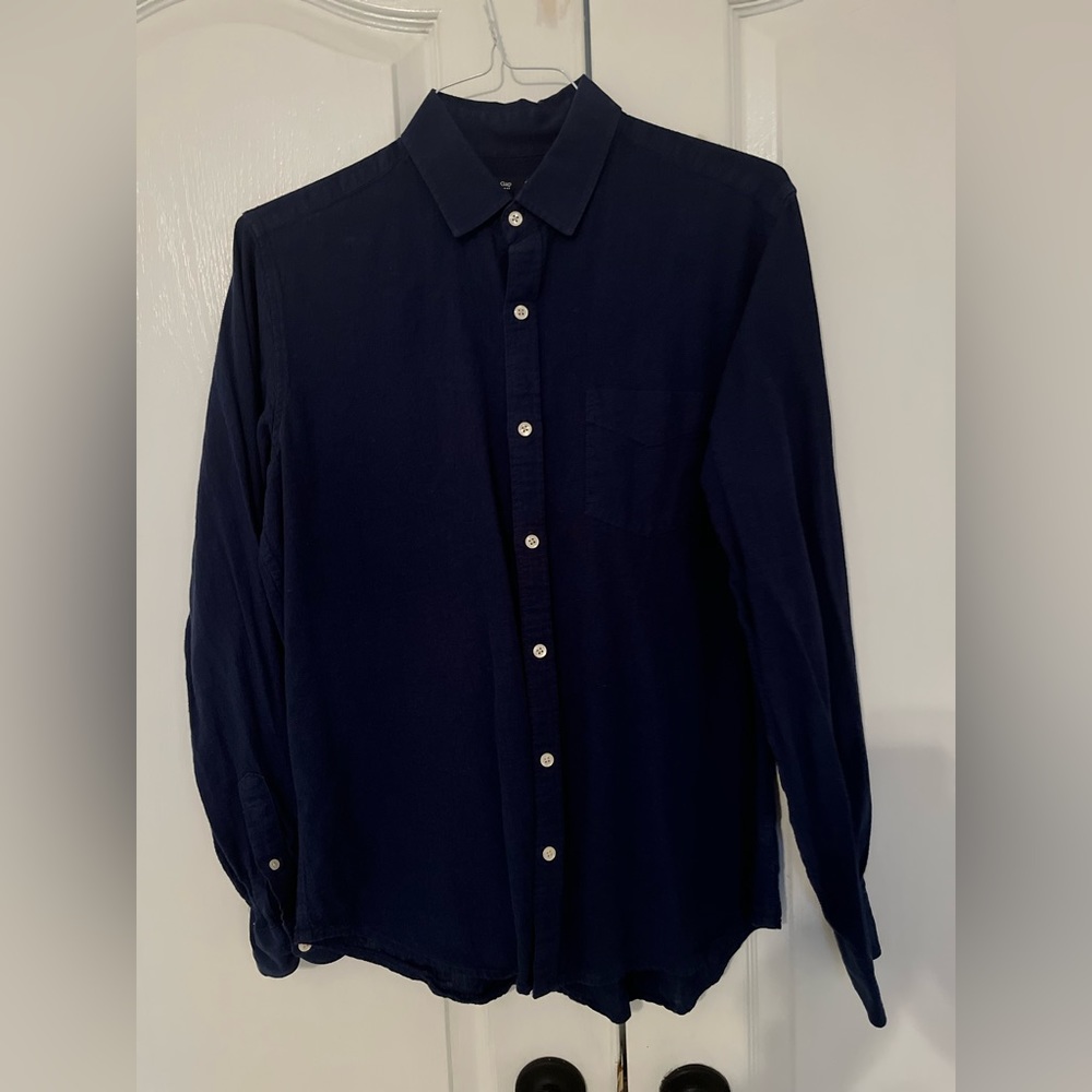 Navy Blue Gap button-down $19 size medium. Great condition.